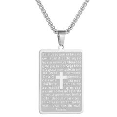 ***COI Titanium Gold Tone/Silver Cross Prayer Tag Pendant-00320BB