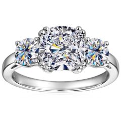 ***COI Sterling Silver 925 Three Stones Solitaire Ring With Moissanite-00361BB