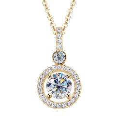 ***COI Sterling Silver 925 Gold Tone/Silver Pendant With Moissanite-00372BB