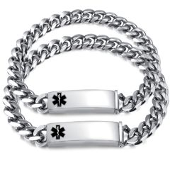***COI Titanium Medical Alert Bracelet With Steel Clasp(Length: 7.87 inches)-00396BB
