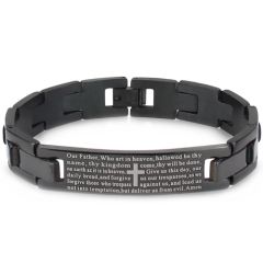 ***COI Black Titanium Cross Prayer Bracelet With Steel Clasp(Length: 8.27 inches)-00405BB