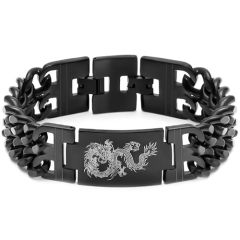 ***COI Black Titanium Dragon Bracelet With Steel Clasp(Length: 8.27 inches)-00431BB