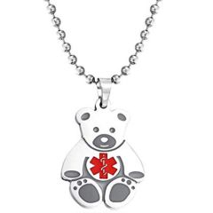 ***COI Titanium Medical Alert Bear Pendant-00452BB