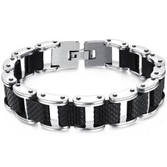 ***COI Titanium Black Rubber Bracelet With Steel Clasp(Length: 8.27 inches)-00464BB