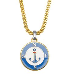 ***COI Titanium Gold Tone Silver Anchor Necklace(Length: 23.62 inches)-00470BB