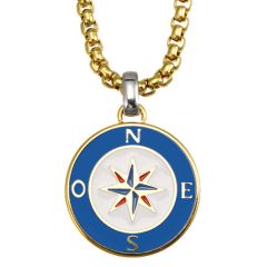 ***COI Titanium Gold Tone Silver Stars Necklace(Length: 23.62 inches)-00471BB