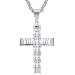 ***COI Titanium Cross Pendant With Cubic Zirconia-00472BB