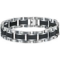***COI Titanium Carbon Fiber Bracelet With Steel Clasp(Length: 8.27 inches)-00493BB