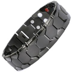 ***COI Titanium Black/Gold Tone/Silver Bracelet With Steel Clasp(Length: 8.27 inches)-00501BB