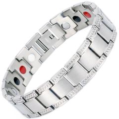 ***COI Titanium Black/Gold Tone Silver Bracelet With Steel Clasp(Length: 8.27 inches)-00557BB