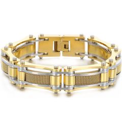 ***COI Titanium Silver Black/Gold Tone Silver Wire Bracelet With Steel Clasp(Length: 8.46 inches)-00560BB