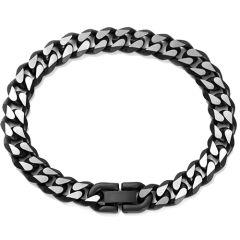 ***COI Titanium Black Silver Bracelet With Steel Clasp(Length: 8.27 inches)-00607BB