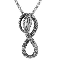 ***COI Titanium Black Silver Infinity Snake Pendant-00629BB