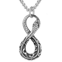 ***COI Titanium Black Silver Infinity Snake Pendant-00630BB
