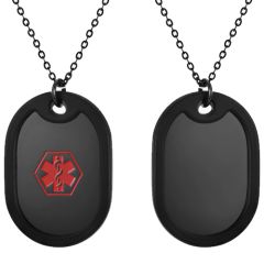 ***COI Titanium Black/Silver Red Medical Alert Pendant-00634BB