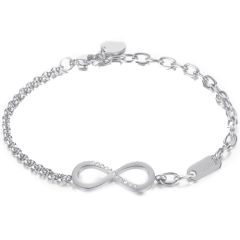 ***COI Titanium Gold Tone/Silver Infinity Bracelet With Cubic Zirconia & Steel Clasp(Length: 8.27 inches)-00638BB
