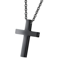 ***COI Titanium Black/Rose/Gold Tone/Silver Cross Pendant-00676BB