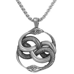 ***COI Titanium Black Silver Infinity Snake Pendant-00677BB