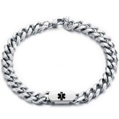 ***COI Titanium Medical Alert Bracelet With Steel Clasp(Length: 7.28 inches)-00684BB