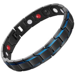***COI Titanium Black Blue Bracelet With Steel Clasp(Length: 8.27 inches)-00686BB