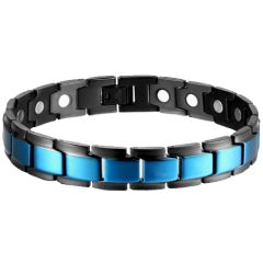 ***COI Titanium Black Blue Bracelet With Steel Clasp(Length: 8.46 inches)-00688BB