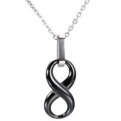***COI Titanium Black/White Ceramic Infinity Pendant-00718BB
