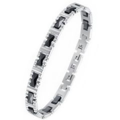 ***COI Titanium Black Ceramic Bracelet With Steel Clasp(Length: 7.48 inches)-00720BB