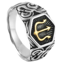 ***COI Titanium Black Gold Tone/Silver Celtic Ring-00746BB