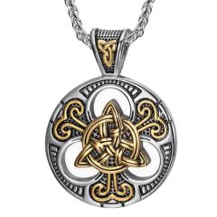 ***COI Titanium Gold Tone Silver/Silver Trinity Knots Celtic Pendant-00773BB