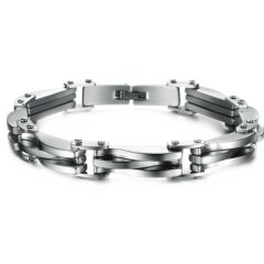 ***COI Titanium Black/Gold Tone Silver Bracelet With Steel Clasp(Length: 8.66 inches)-00825BB