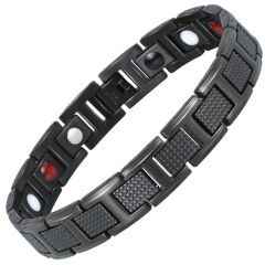 ***COI Titanium Black/Gold Tone Bracelet With Steel Clasp(Length: 7.87 inches)-00826BB