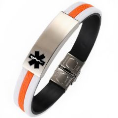 ***COI Titanium Medical Alert Rubber Bracelet With Steel Clasp(Length: 8.66 inches)-00828BB