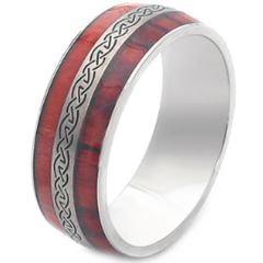 ***COI Titanium Black Silver Celtic Ring With Wood-00845BB