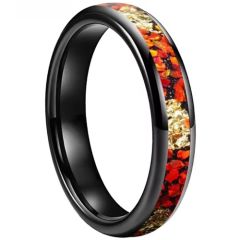 ***COI Black Titanium Dome Court Ring With Crushed Opal & Gold Foil-00847BB