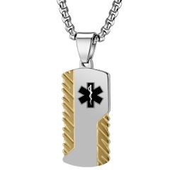 ***COI Titanium Black/Gold Tone Silver Medical Alert Pendant-00863BB