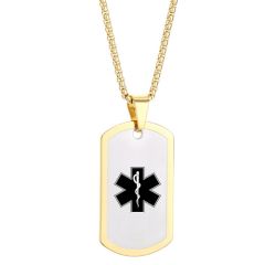 ***COI Titanium Black/Gold Tone/Rainbow Silver Medical Alert Pendant-00864BB