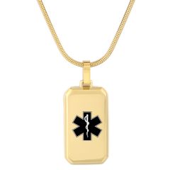***COI Titanium Black/Gold Tone/Silver Medical Alert Pendant-00866BB