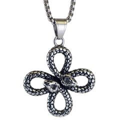 ***COI Titanium Black Silver Celtic Snake Pendant-00869BB