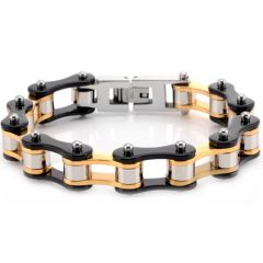 ***COI Titanium Black Gold Tone Silver Bracelet With Steel Clasp(Length: 8.27 inches)-00875BB
