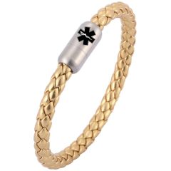 ***COI Titanium Medical Alert Genuine Leather Bracelet With Steel Clasp(Length: 8.66 inches)-00897BB