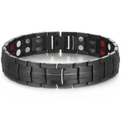 ***COI Titanium Black/Silver Bracelet With Steel Clasp(Length: 8.66 inches)-00903BB