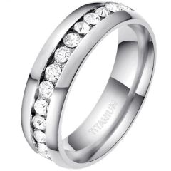 ***COI Titanium Gold Tone/Silver Dome Court Ring With Cubic Zirconia-00904BB