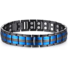 ***COI Titanium Black Blue Bracelet With Steel Clasp(Length: 8.27 inches)-00908BB