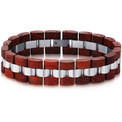***COI Titanium Koa Wood Bracelet With Steel Clasp(Length: 9.06 inches)-00910BB