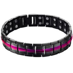 ***COI Titanium Black Purple Bracelet With Steel Clasp(Length: 8.27 inches)-00916BB