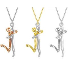 ***COI Titanium Gold Tone/Rose/Silver Dancing Couple Pendant-00922BB