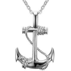 ***COI Titanium Black/Gold Tone/Silver Anchor Pendant-00923BB