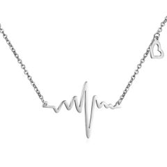 ***COI Titanium Heartbeat & Heart Necklace(Length: 19.7 inches)-00925BB