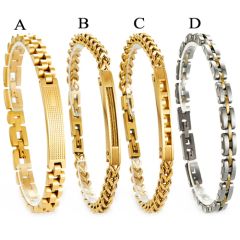 ***COI Titanium Gold Tone Silver Bracelet With Steel Clasp(Length: 8.27 inches)-00933BB