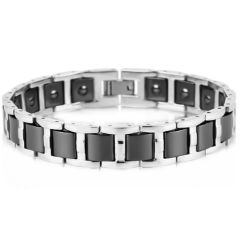***COI Titanium Black Ceramic Bracelet With Steel Clasp(Length: 8.07 inches)-00937BB